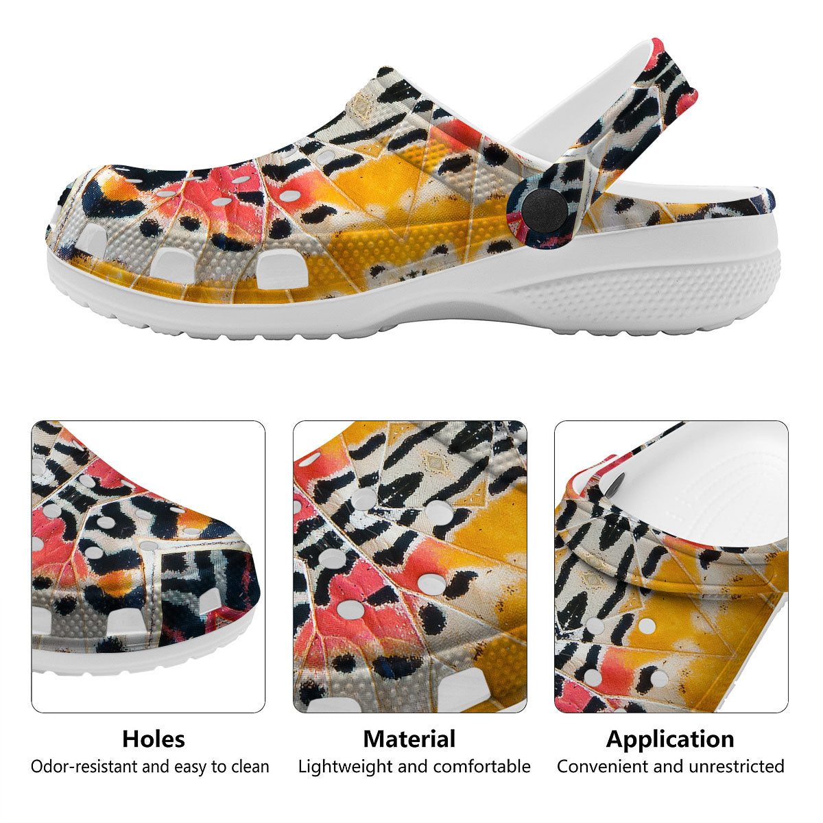 Butterfly Wings Orange Monarch Print Clog-grizzshop