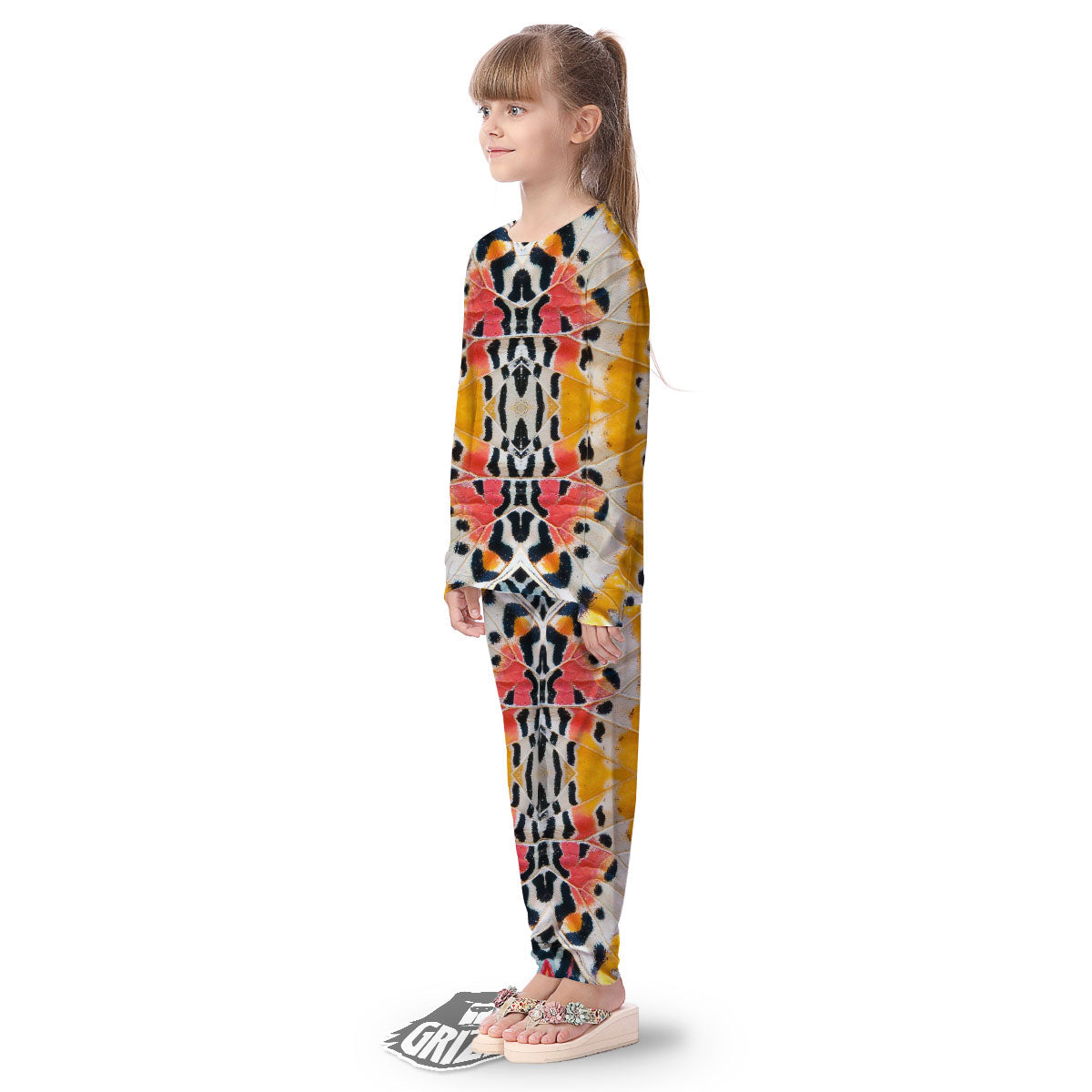 Butterfly Wings Orange Monarch Print Kid's Pajamas-grizzshop