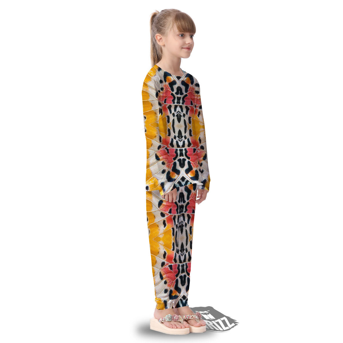 Butterfly Wings Orange Monarch Print Kid's Pajamas-grizzshop