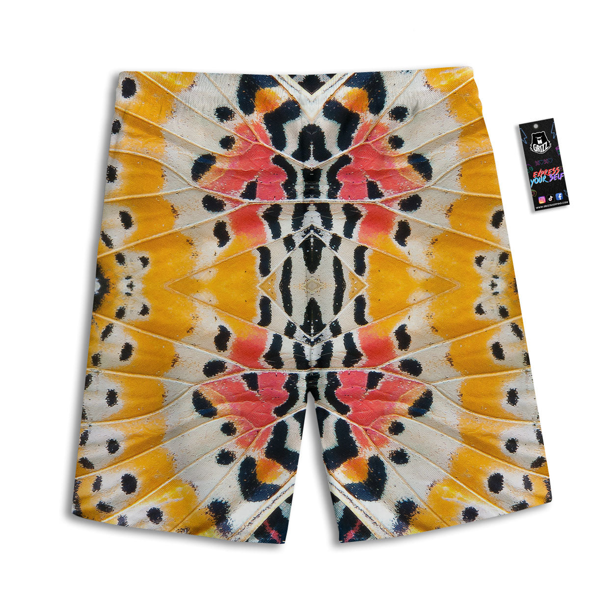 Butterfly Wings Orange Monarch Print Men's Athletic Shorts
