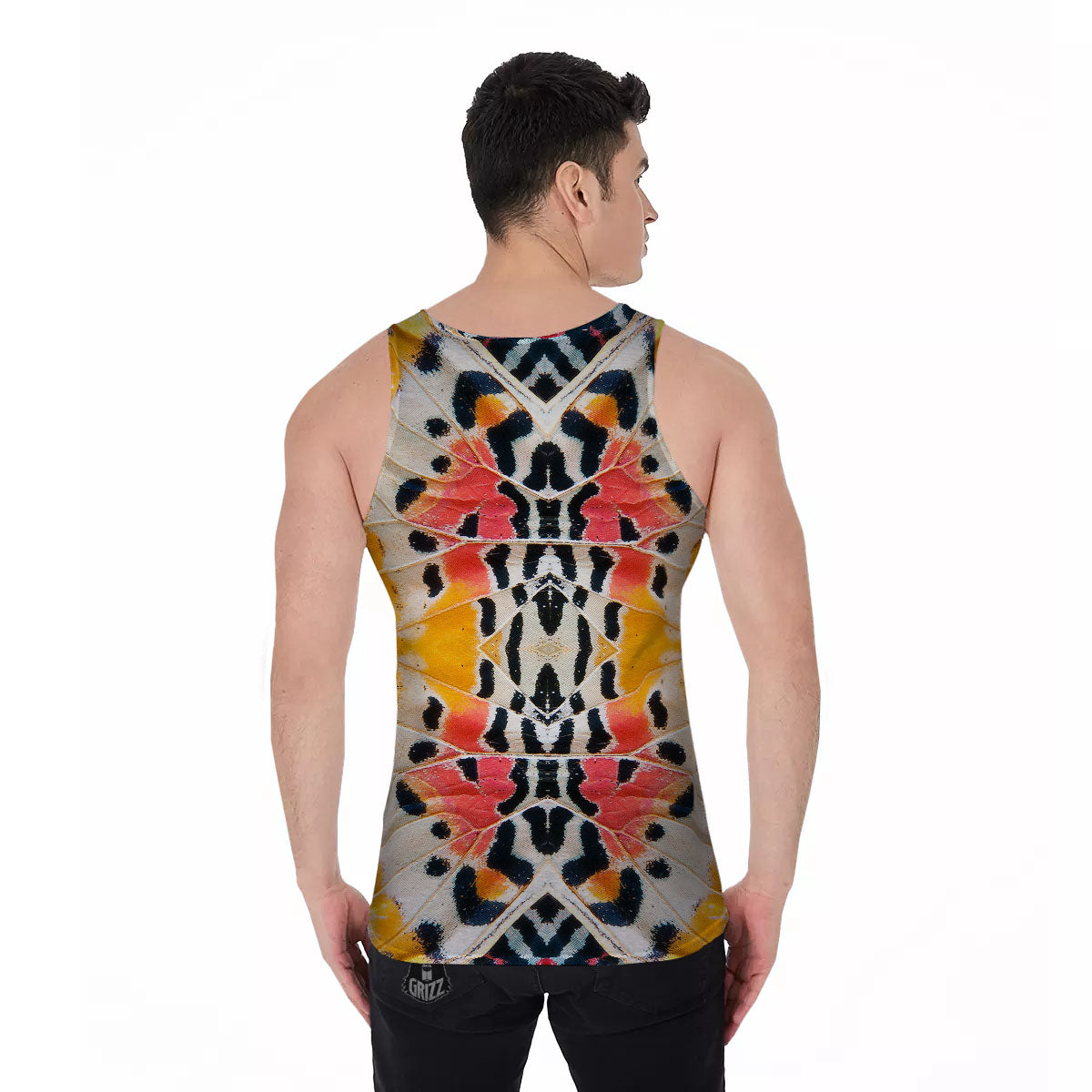 Butterfly Wings Orange Monarch Print Men's Tank Top-grizzshop