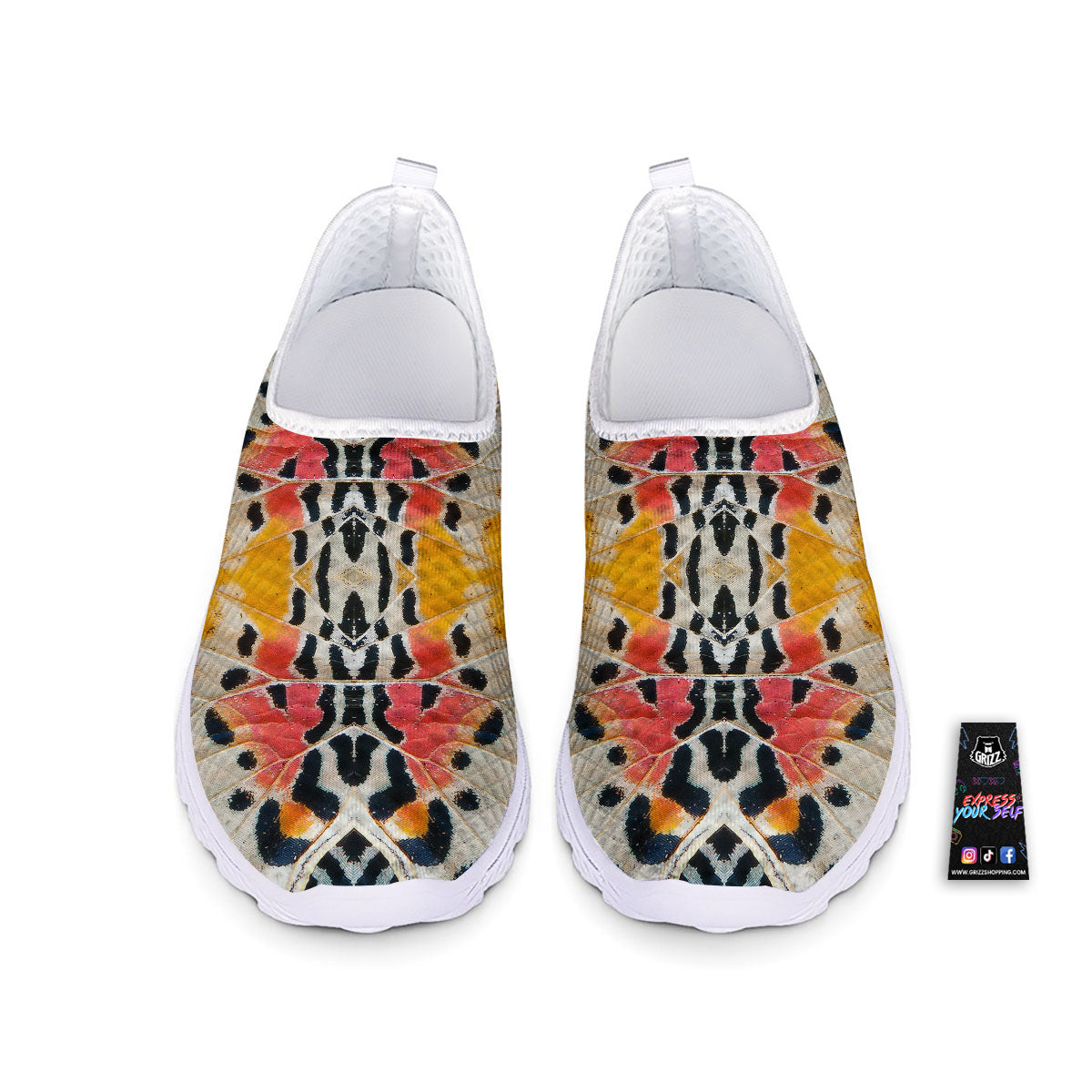Butterfly Wings Orange Monarch Print Nurse Shoes-grizzshop