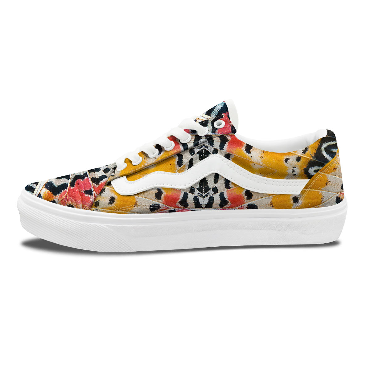 Butterfly Wings Orange Monarch Print Skate Shoes-grizzshop