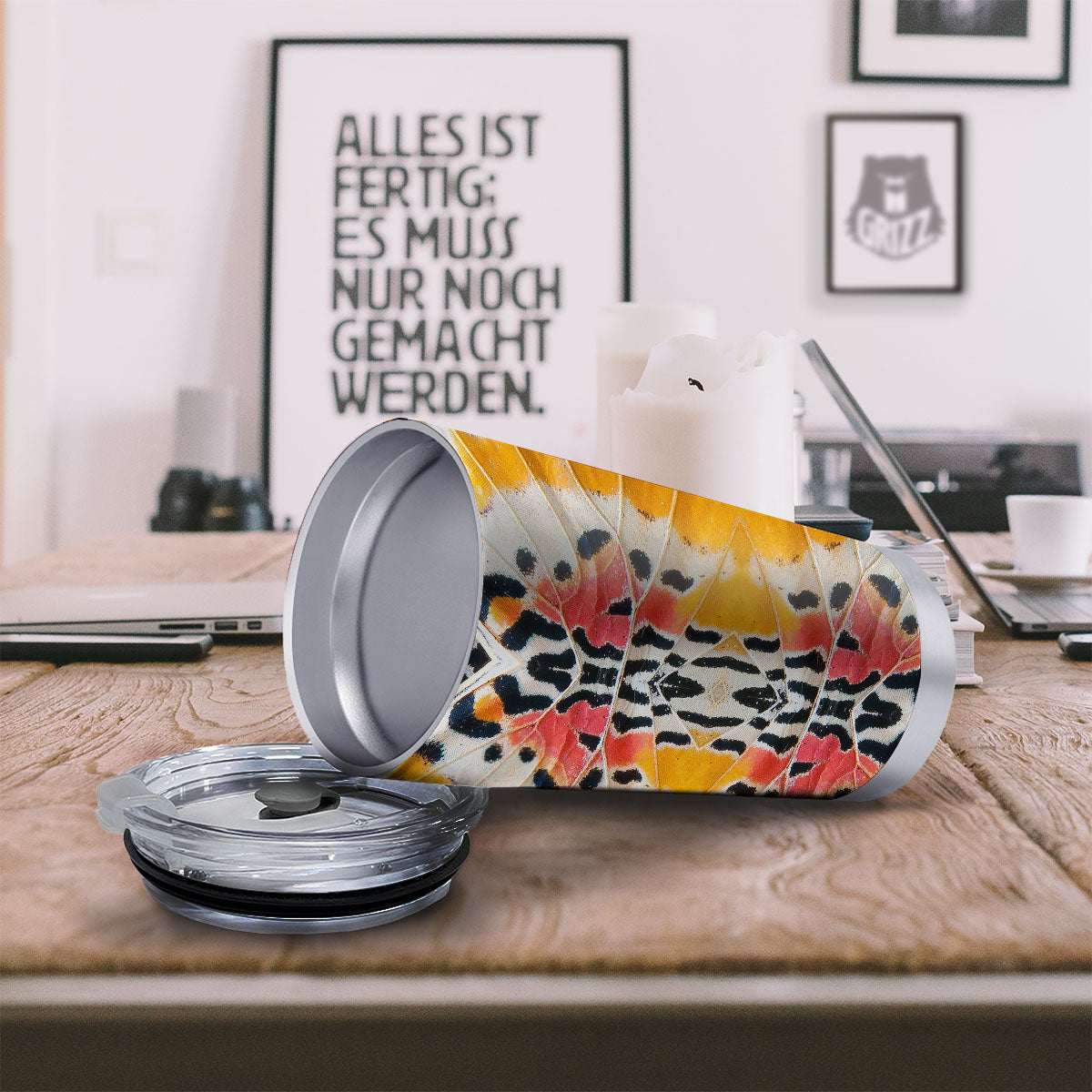 Butterfly Wings Orange Monarch Print Tumbler-grizzshop