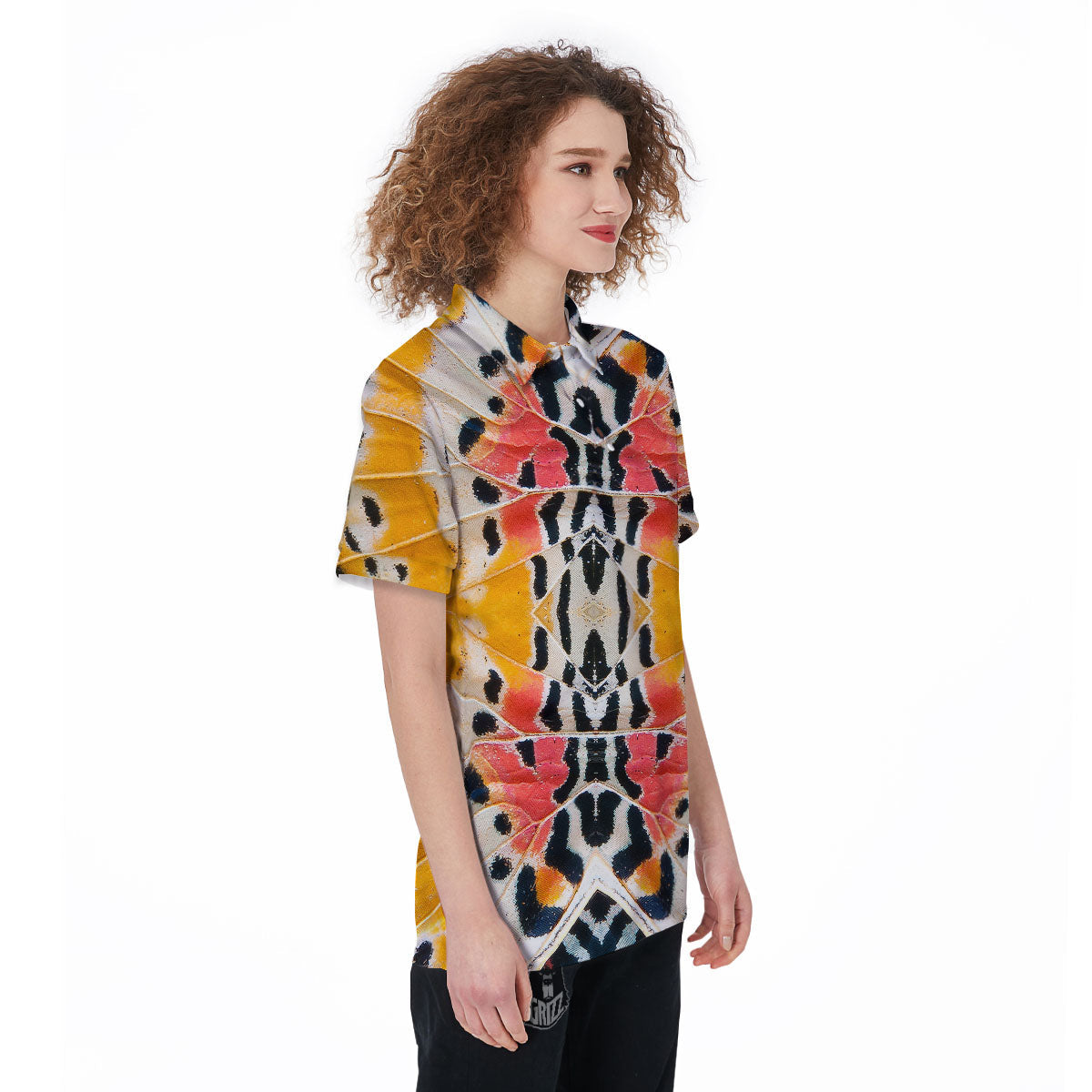 Butterfly Wings Orange Monarch Print Women's Golf Shirts-grizzshop