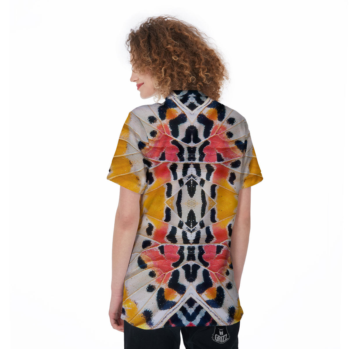 Butterfly Wings Orange Monarch Print Women's Golf Shirts-grizzshop