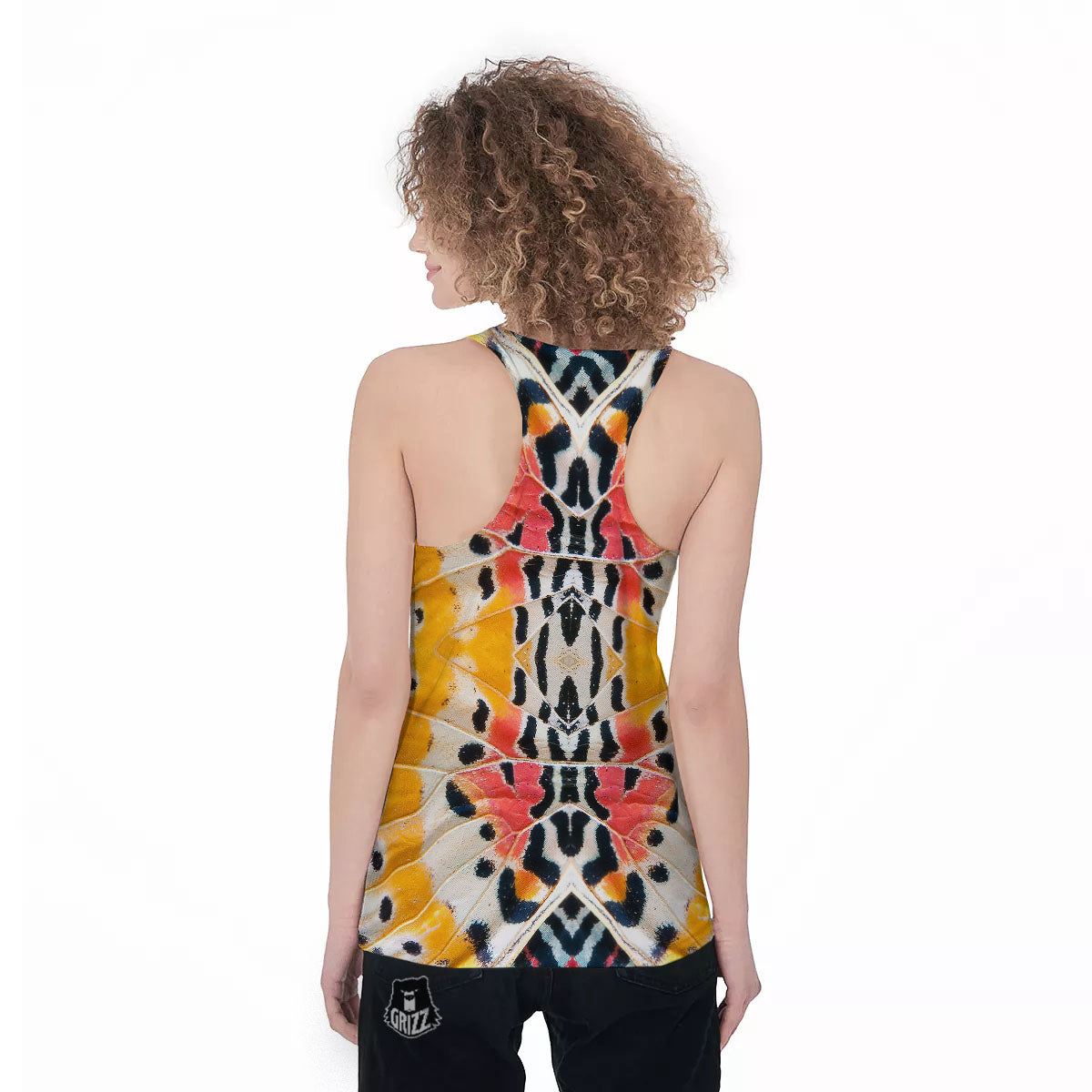 Butterfly Wings Orange Monarch Print Women's Racerback Tank Top-grizzshop
