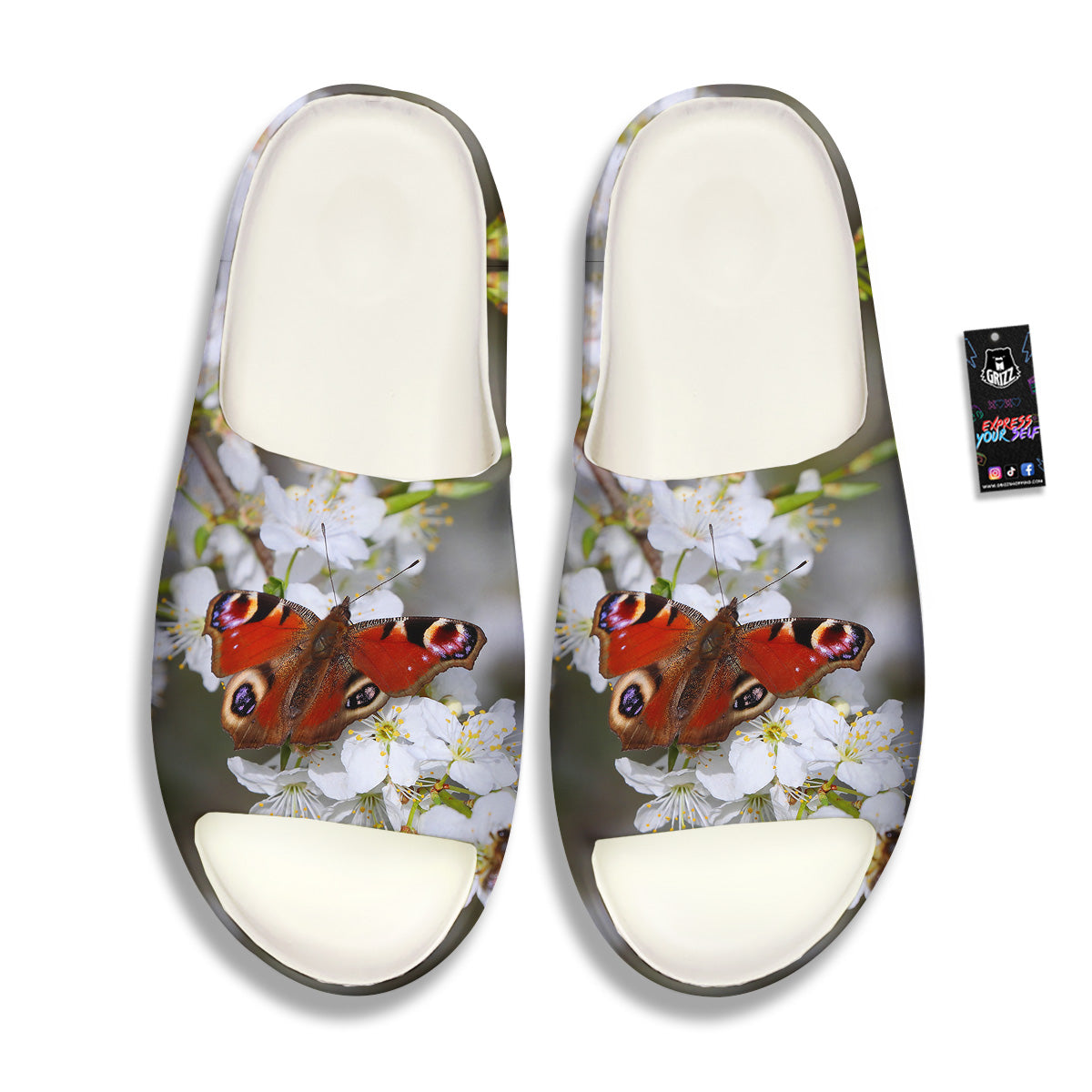 Butterfly Blossom Flower Print Sandals-grizzshop