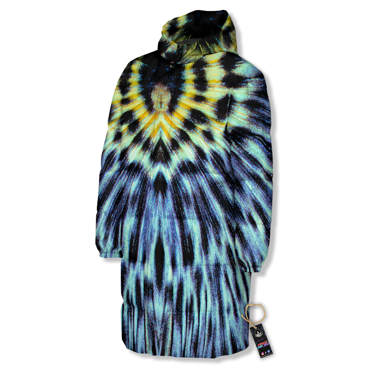 Butterfly Wing Skin Blue Print Long Down Jacket