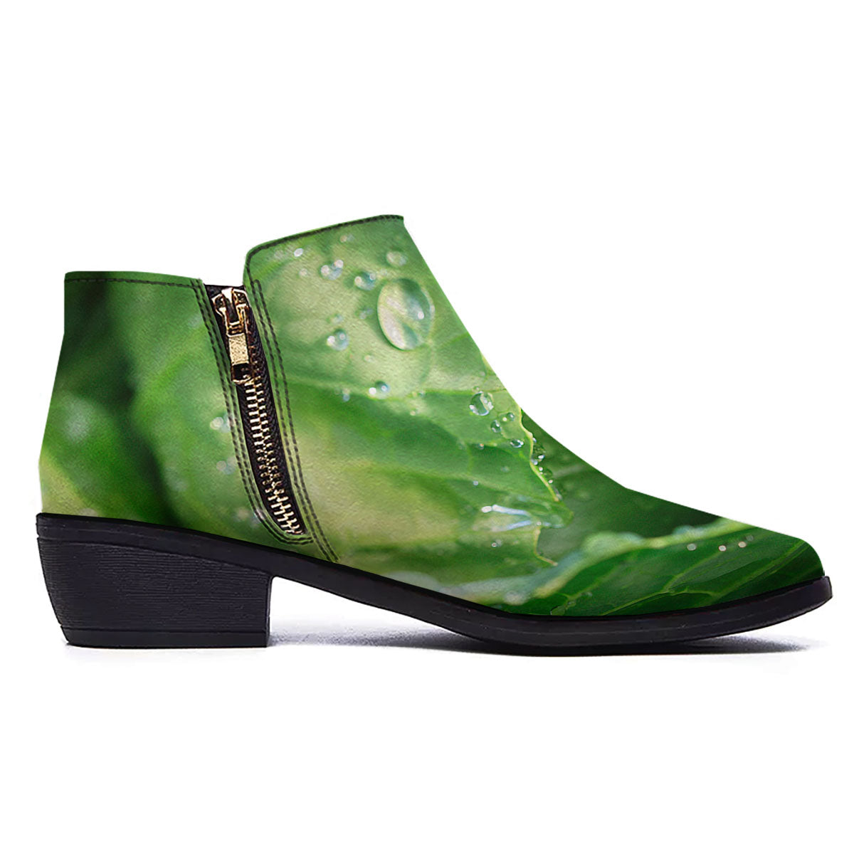 Cabbage Fresh Leaf Print Ankle Boots-grizzshop