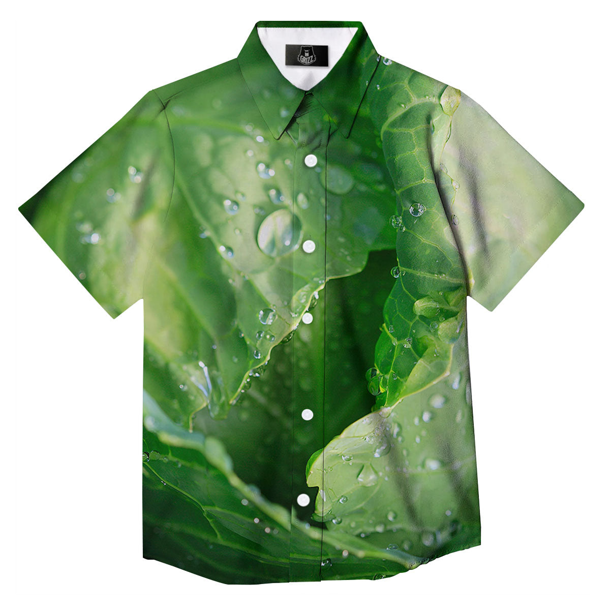 Cabbage Fresh Leaf Print Button Up Shirt-grizzshop