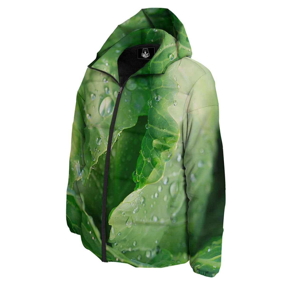 Cabbage Fresh Leaf Print Down Jacket-grizzshop