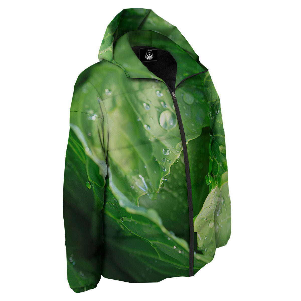 Cabbage Fresh Leaf Print Down Jacket-grizzshop