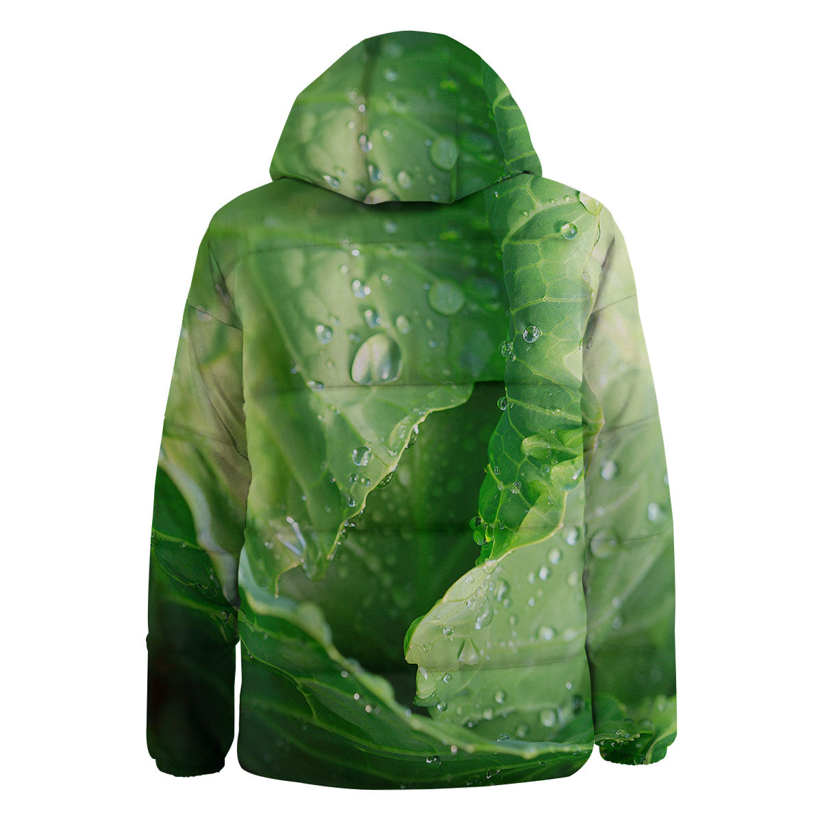 Cabbage Fresh Leaf Print Down Jacket-grizzshop