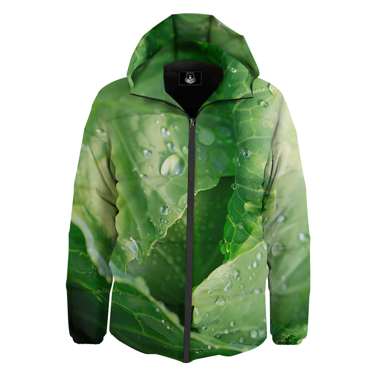 Cabbage Fresh Leaf Print Down Jacket-grizzshop