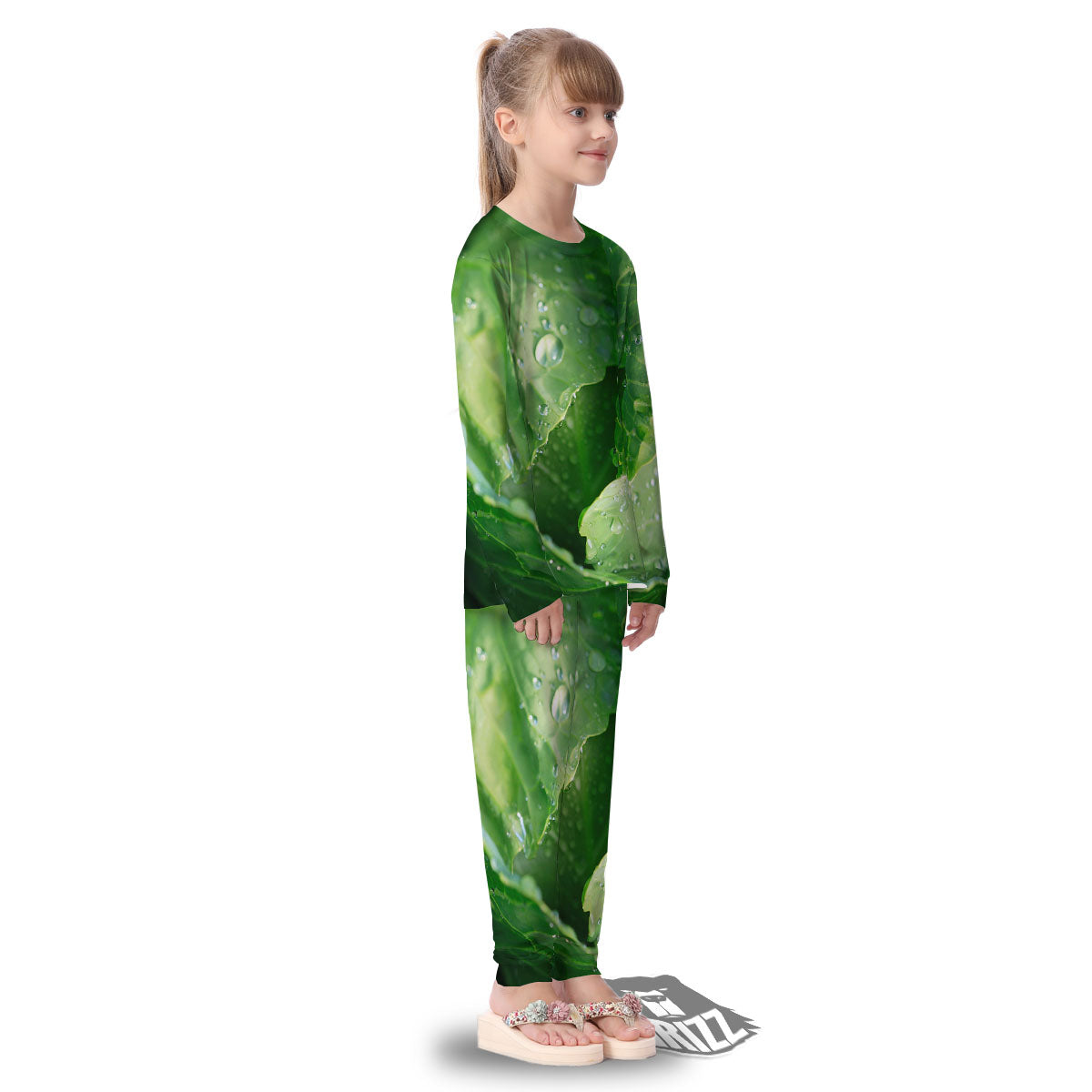 Cabbage Fresh Leaf Print Kid's Pajamas-grizzshop