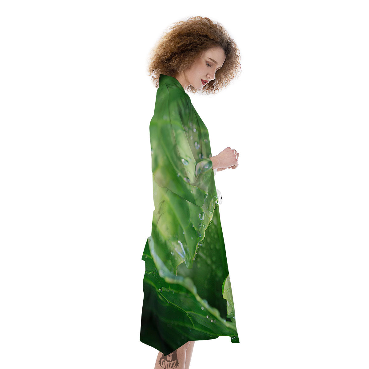 Cabbage Fresh Leaf Print Kimono-grizzshop