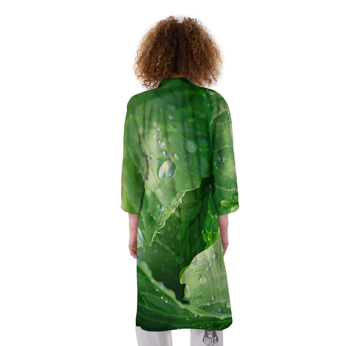 Cabbage Fresh Leaf Print Kimono-grizzshop