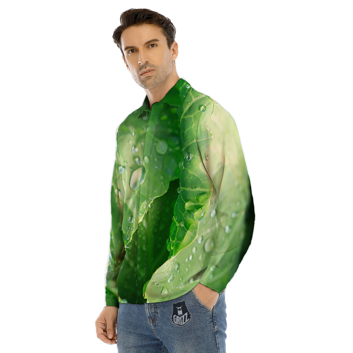 Cabbage Fresh Leaf Print Men's Dress Shirts-grizzshop