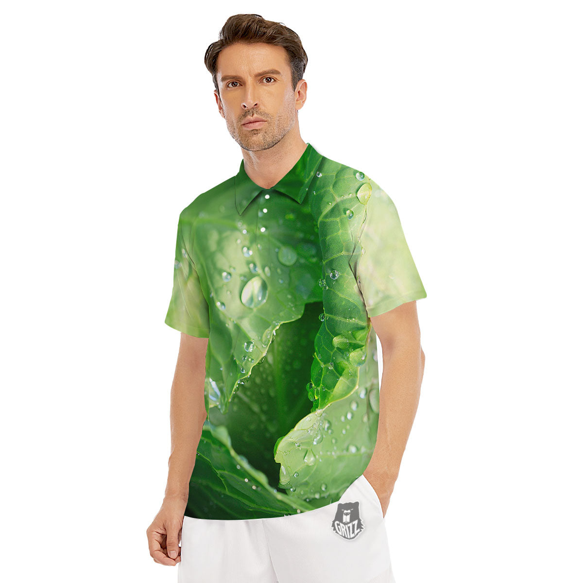 Cabbage Fresh Leaf Print Men's Golf Shirts-grizzshop
