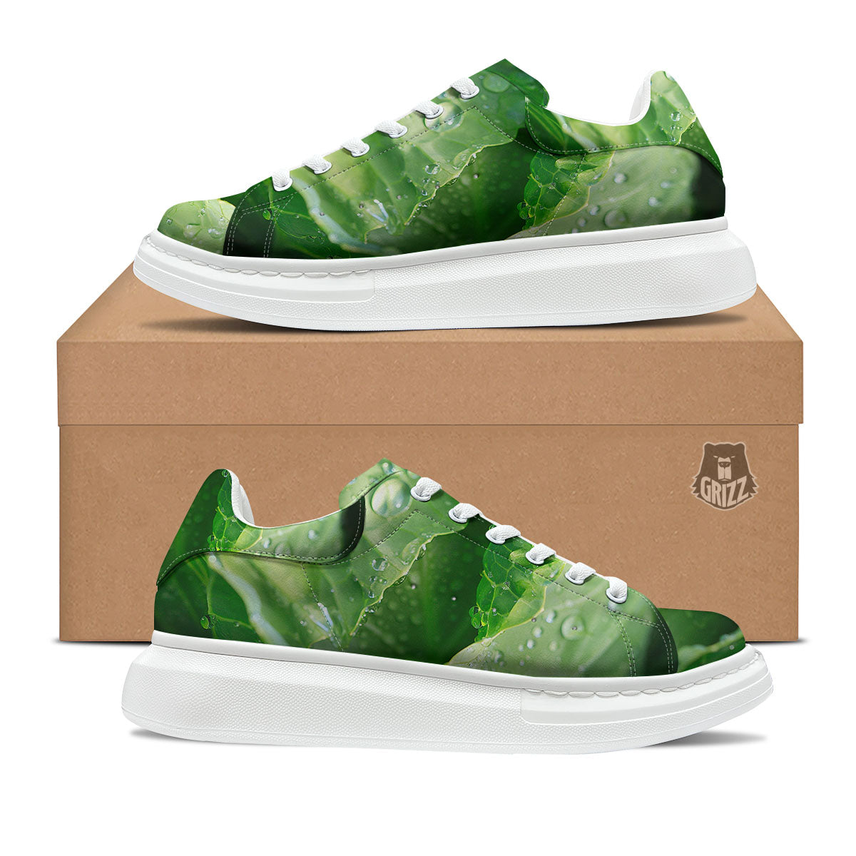 Cabbage Fresh Leaf Print Platform Shoes-grizzshop