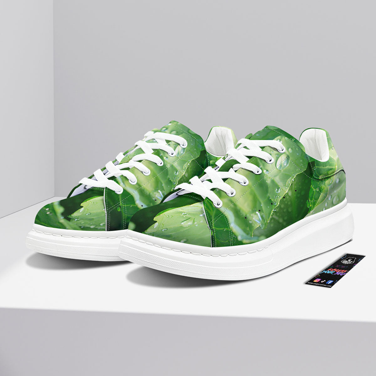 Cabbage Fresh Leaf Print Platform Shoes-grizzshop