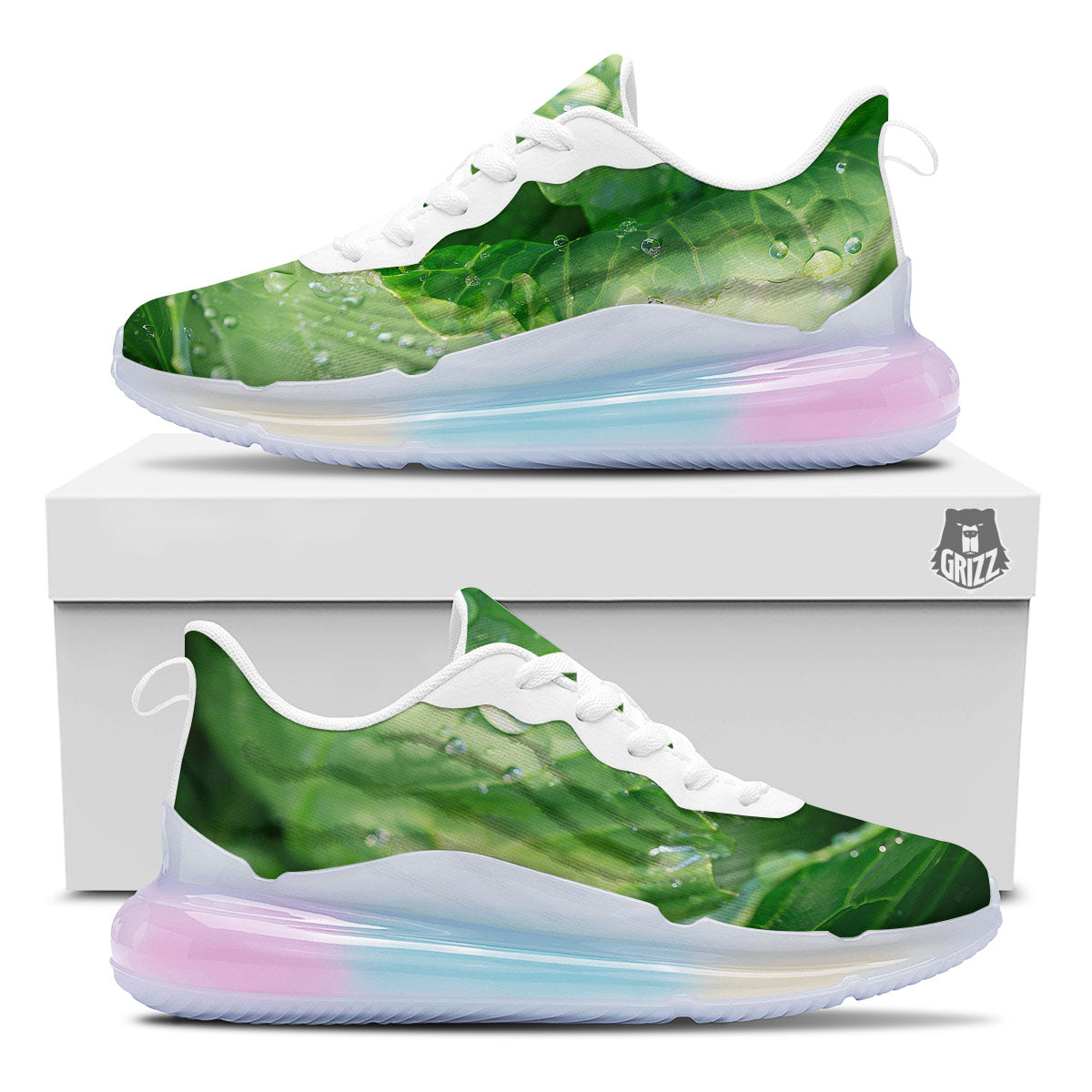 Cabbage Fresh Leaf Print Running Sneakers-grizzshop