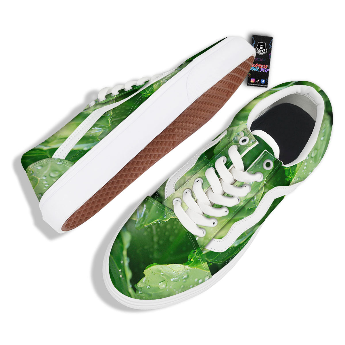 Cabbage Fresh Leaf Print Skate Shoes-grizzshop
