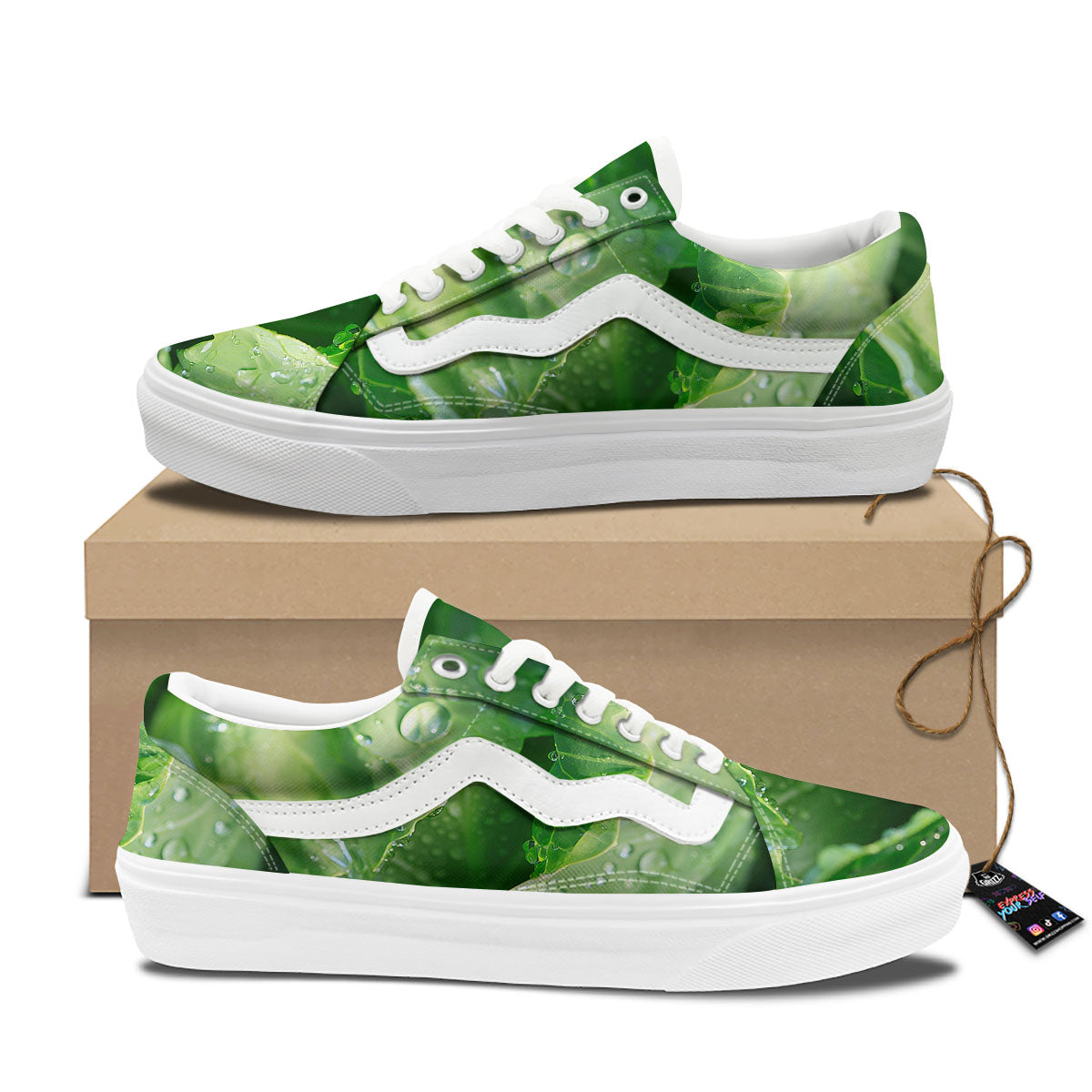 Cabbage Fresh Leaf Print Skate Shoes-grizzshop