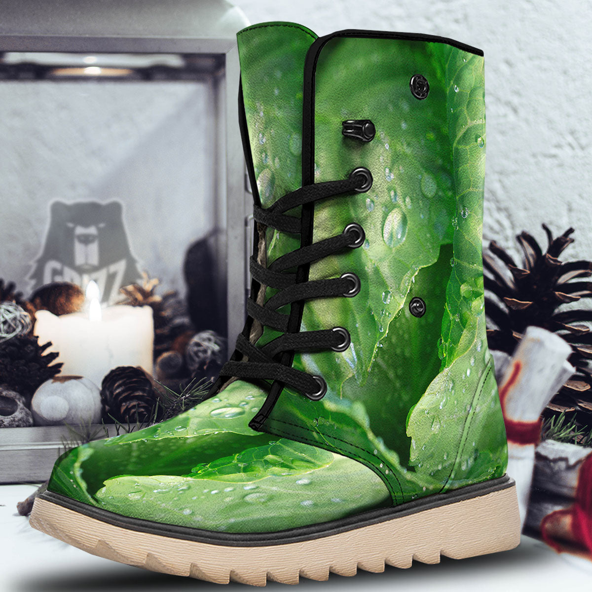 Cabbage Fresh Leaf Print Snow Boots-grizzshop