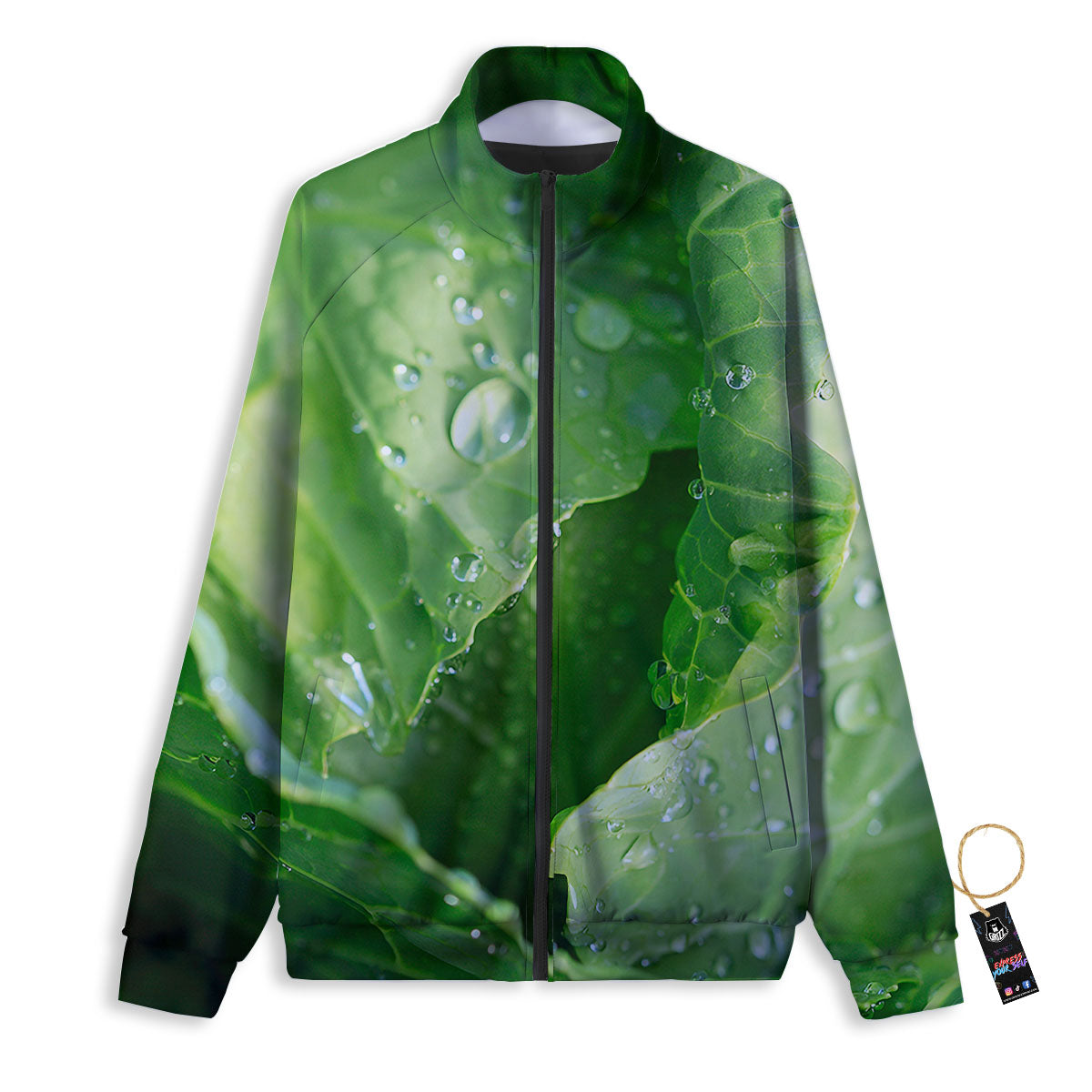 Cabbage Fresh Leaf Print Track Jacket-grizzshop