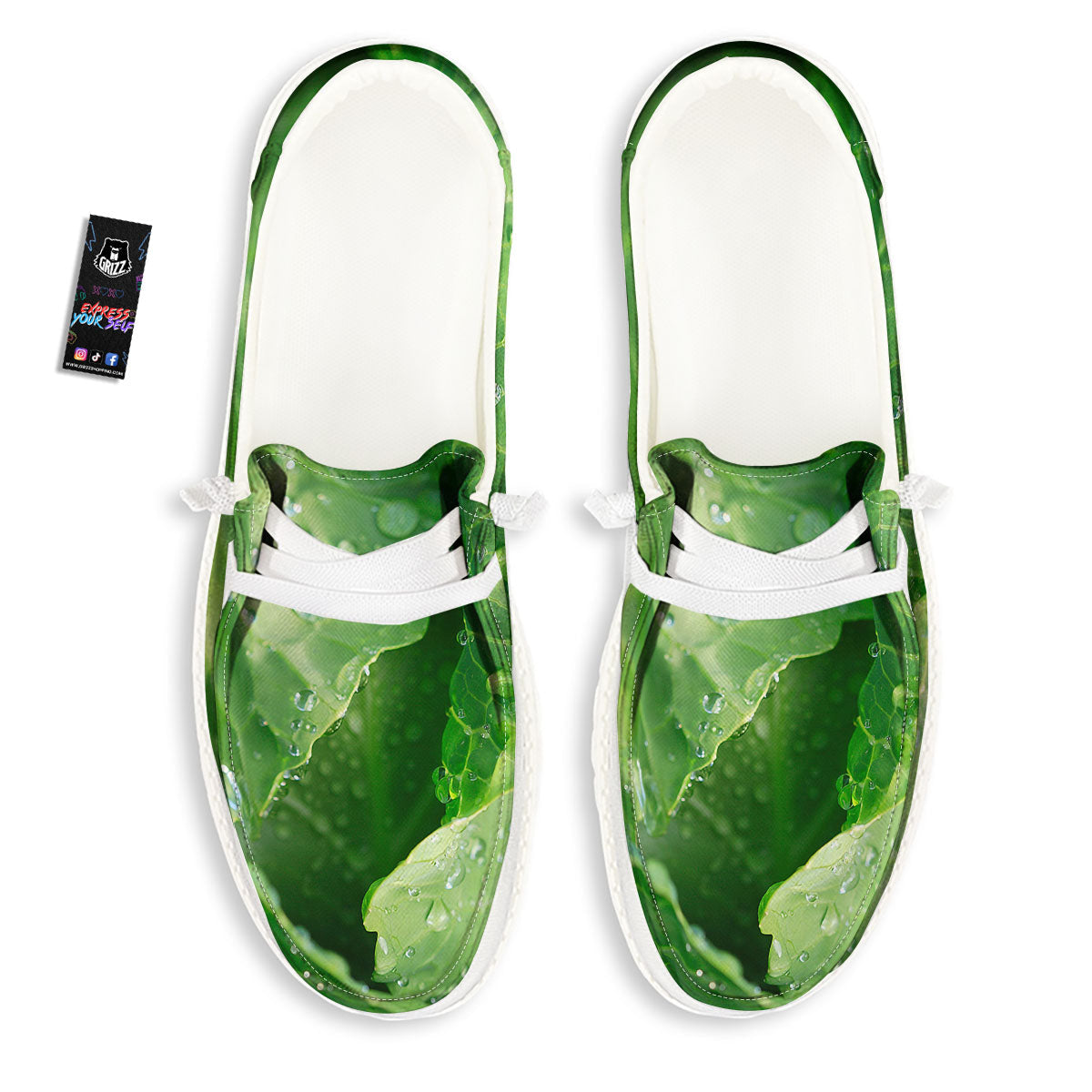 Cabbage Fresh Leaf Print White Loafers-grizzshop