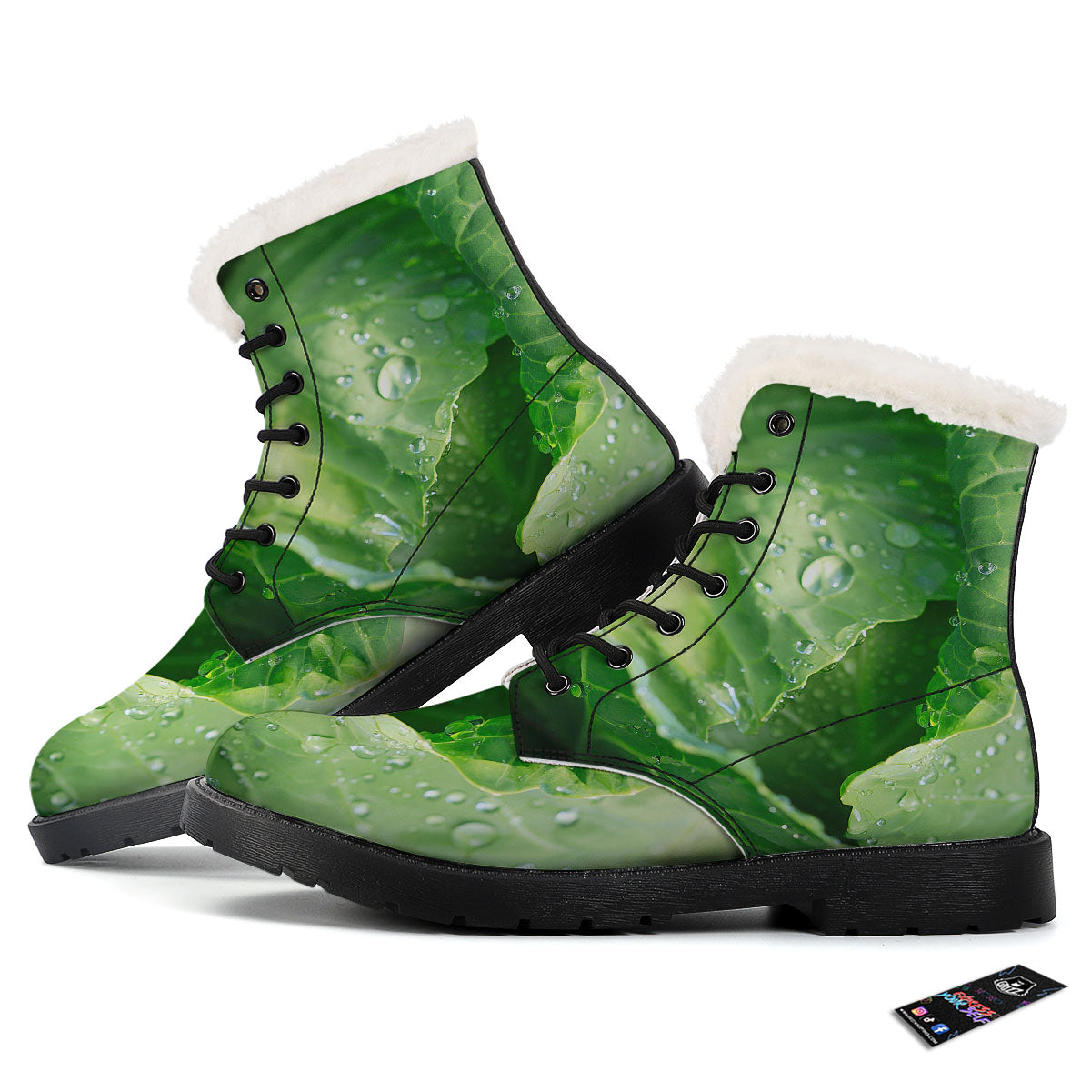 Cabbage Fresh Leaf Print Winter Boots-grizzshop