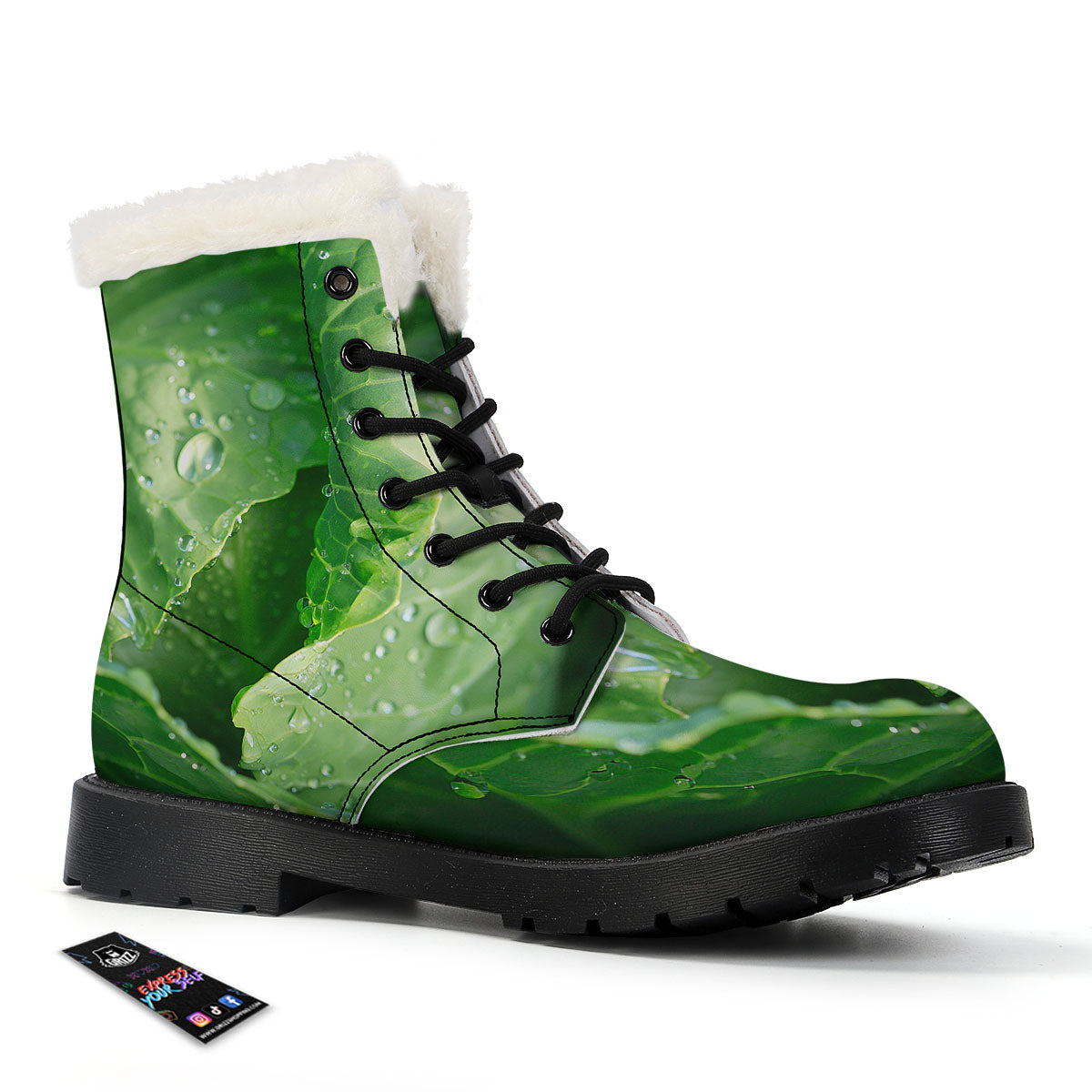 Cabbage Fresh Leaf Print Winter Boots-grizzshop