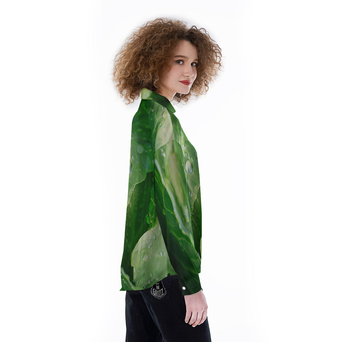 Cabbage Fresh Leaf Print Women's Long Sleeve Shirts-grizzshop