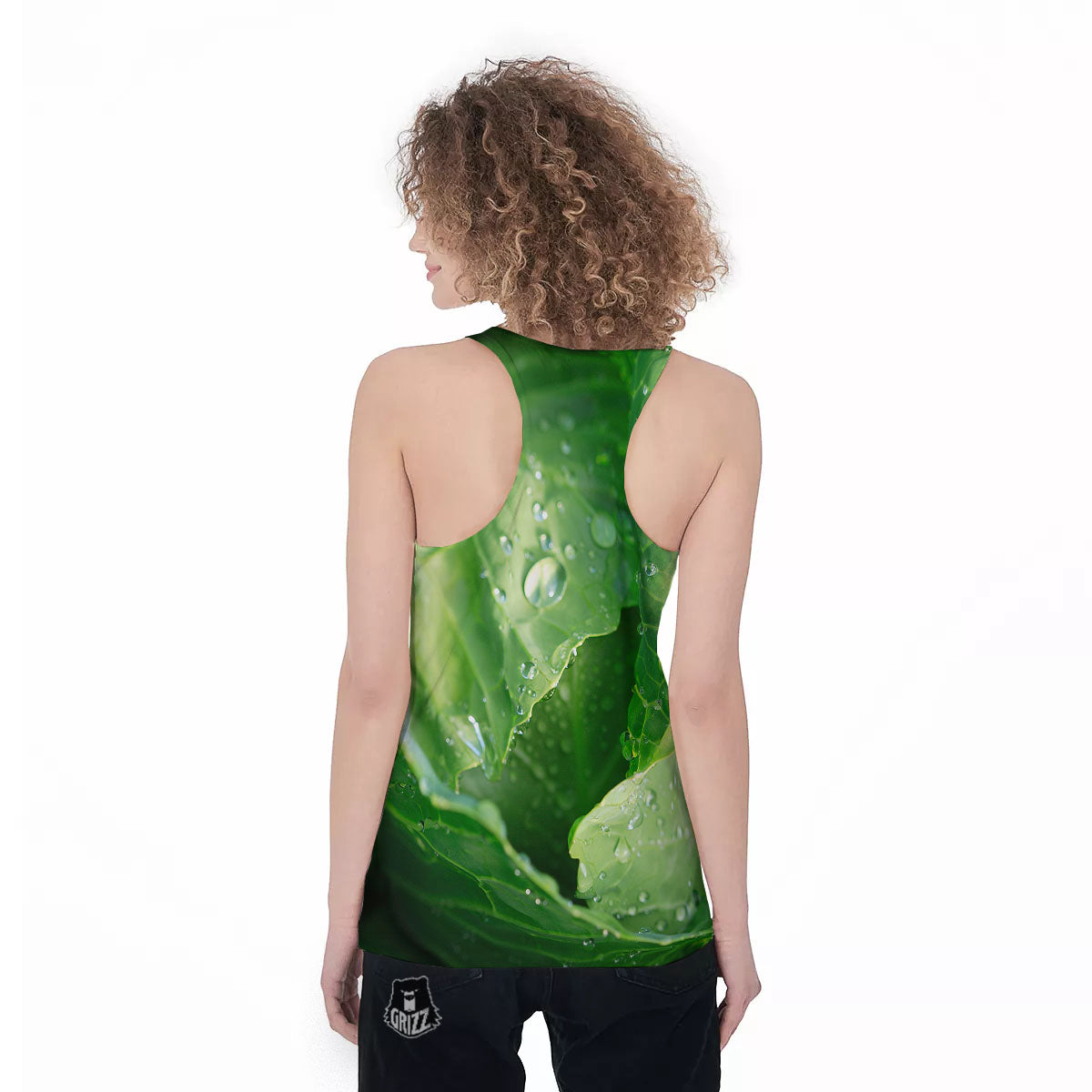Cabbage Fresh Leaf Print Women's Racerback Tank Top-grizzshop