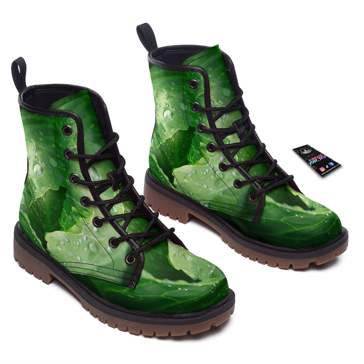 Cabbage Fresh Leaf Print Work Boots-grizzshop