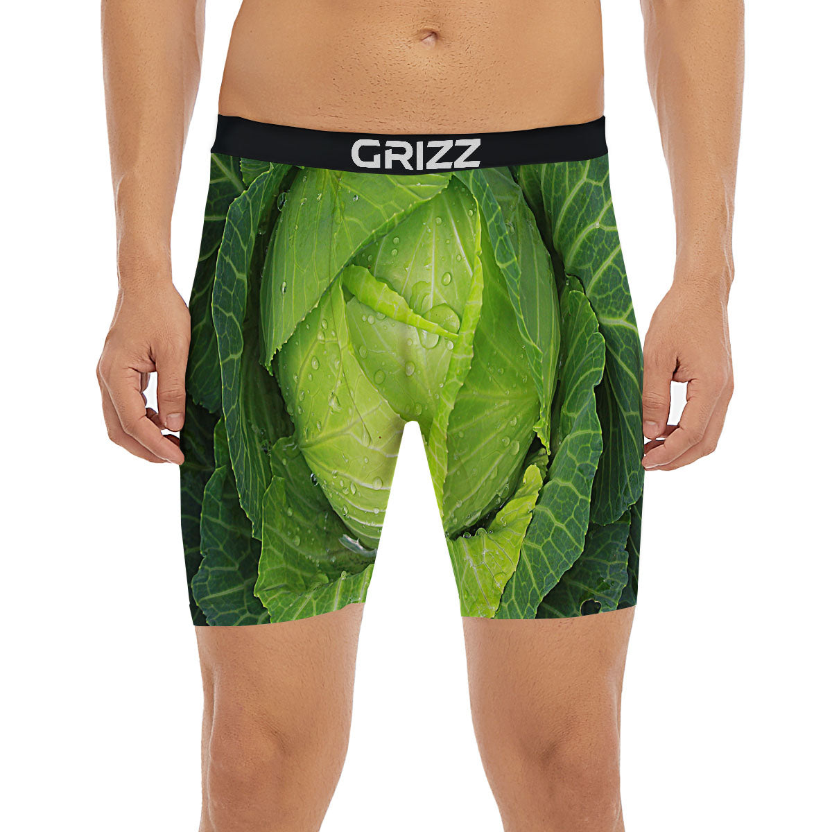 Cabbage Green Print Boxer Briefs-grizzshop