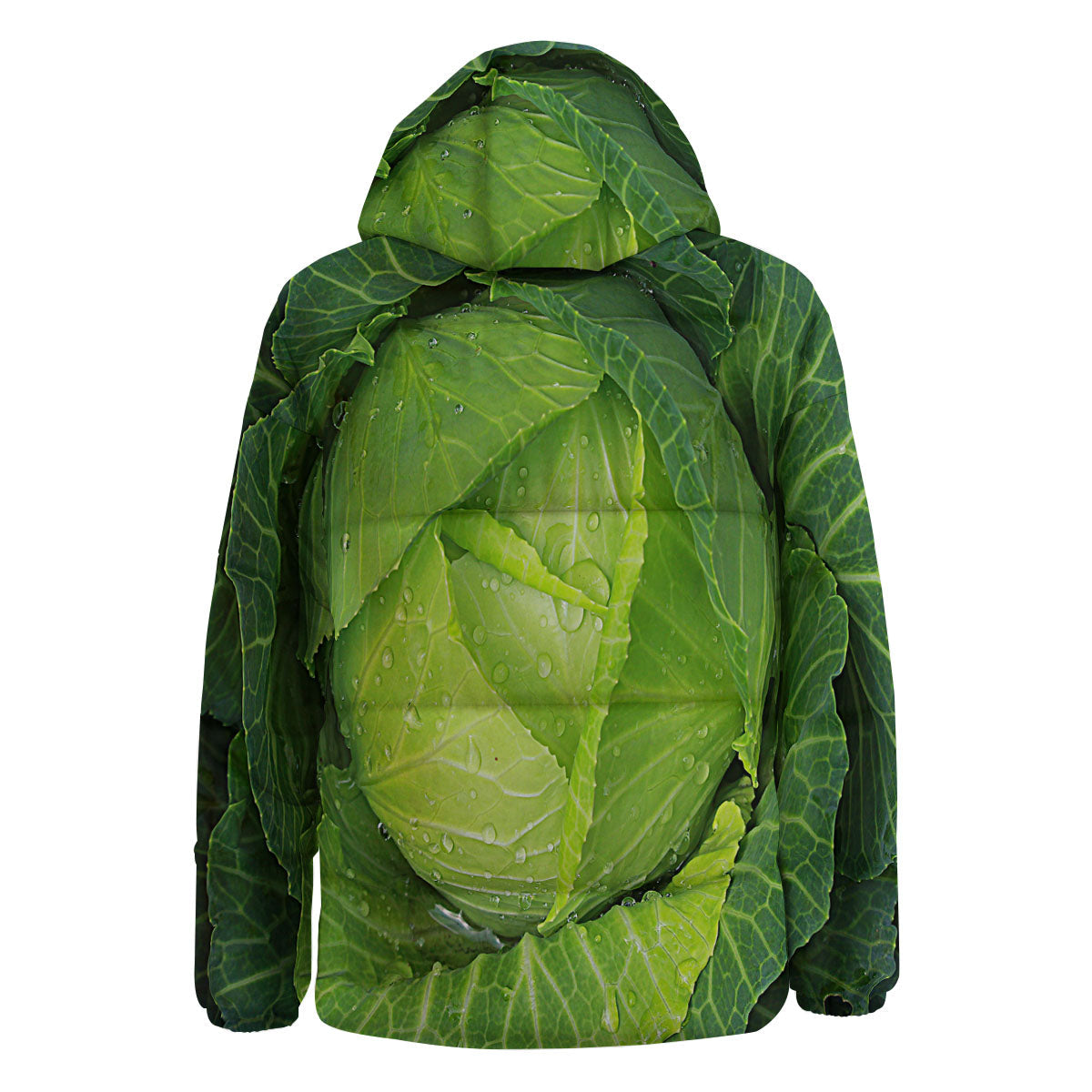 Cabbage Green Print Down Jacket-grizzshop
