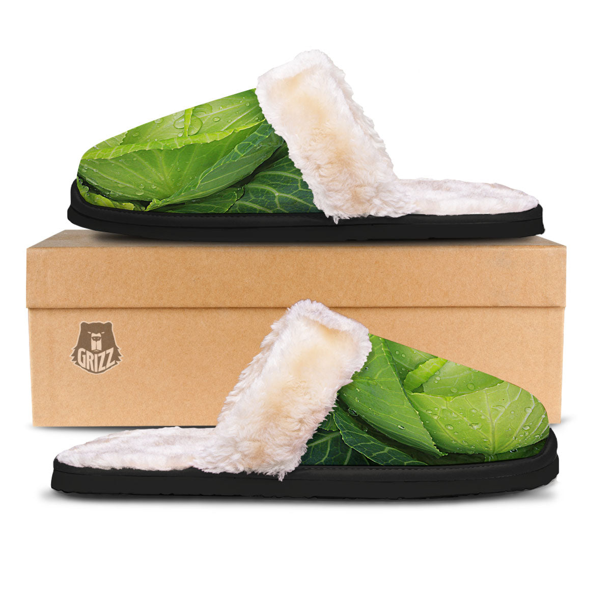 Cabbage Green Print Slippers-grizzshop