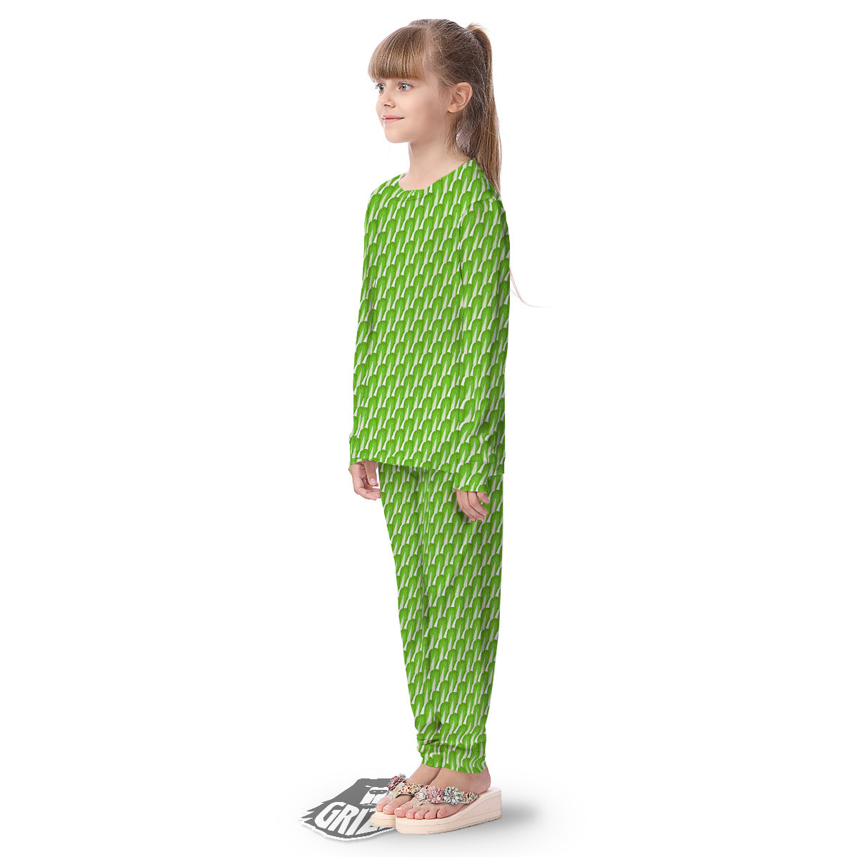 Cabbage Leaf Chinese Print Kid's Pajamas-grizzshop