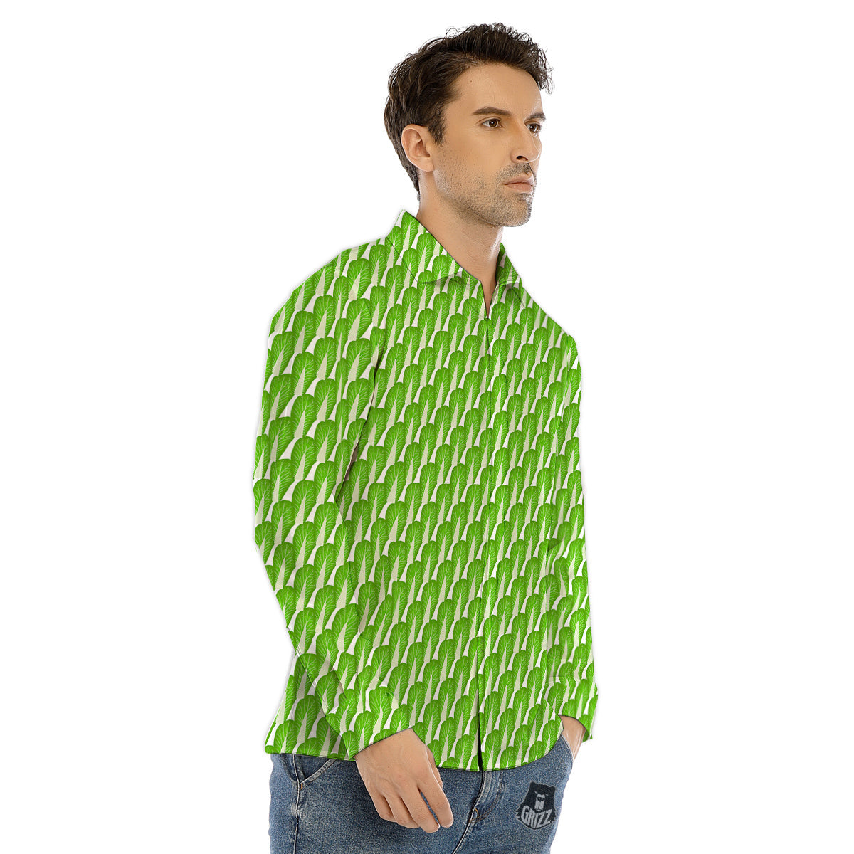Cabbage Leaf Chinese Print Men's Dress Shirts-grizzshop
