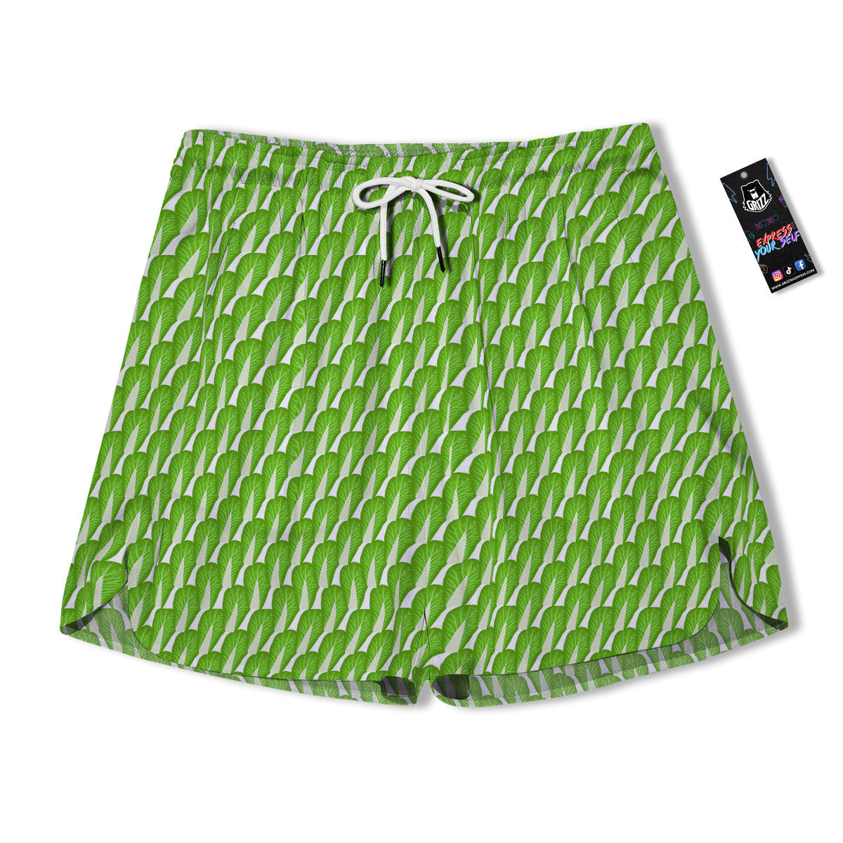 Cabbage Leaf Chinese Print Men's Running Shorts-grizzshop