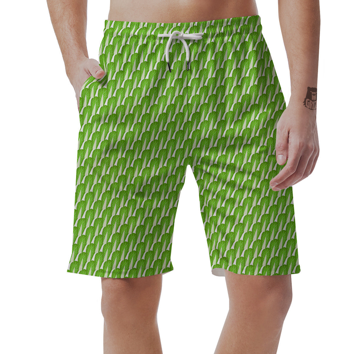Cabbage Leaf Chinese Print Men's Shorts-grizzshop