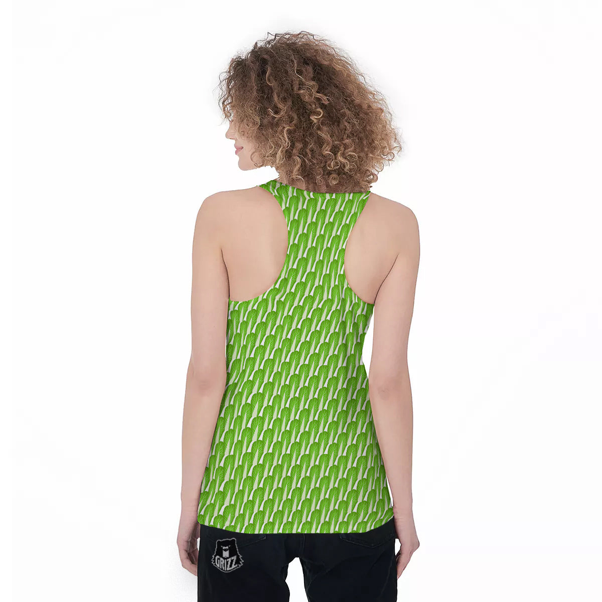 Cabbage Leaf Chinese Print Women's Racerback Tank Top-grizzshop