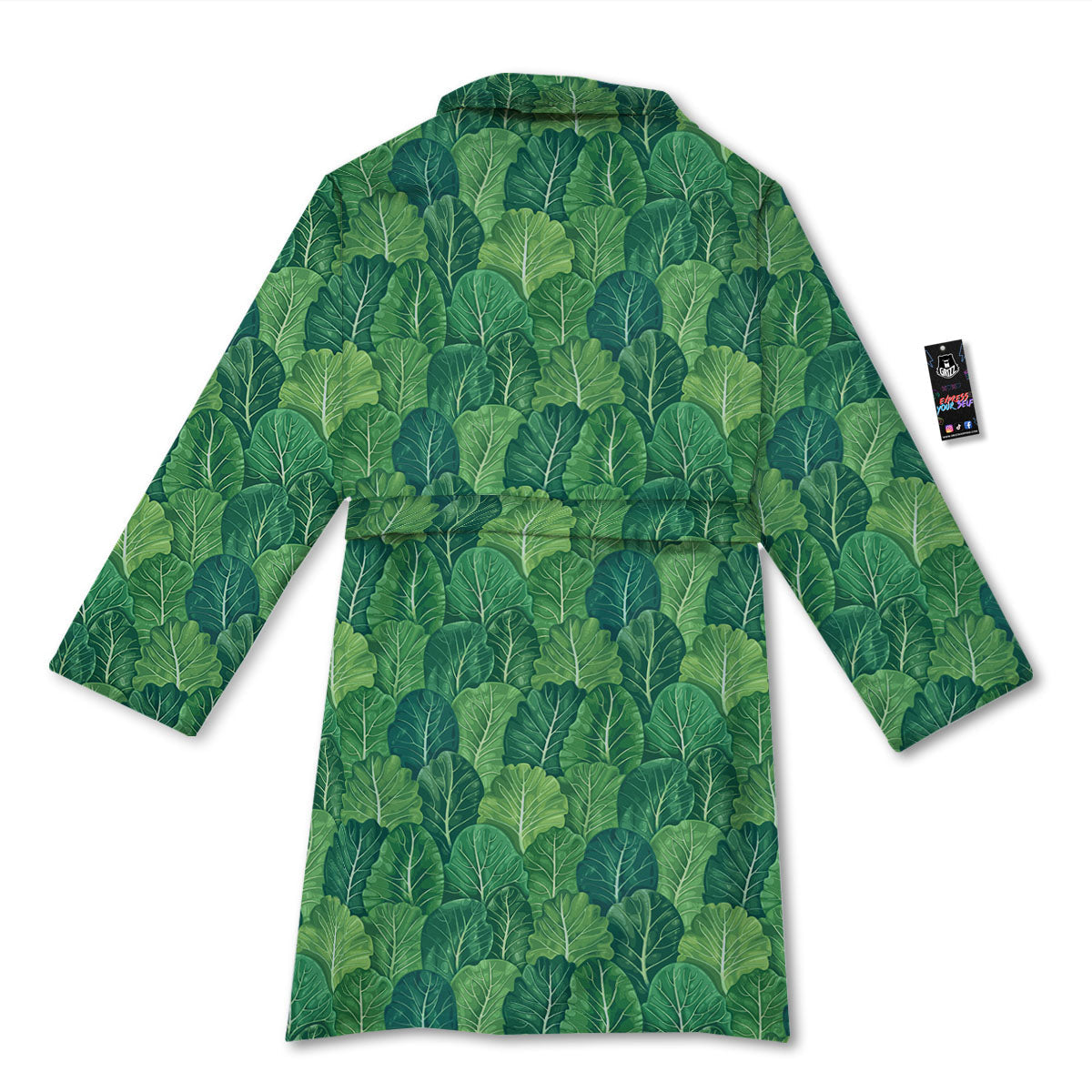 Cabbage Leaf Green Print Bathrobe-grizzshop