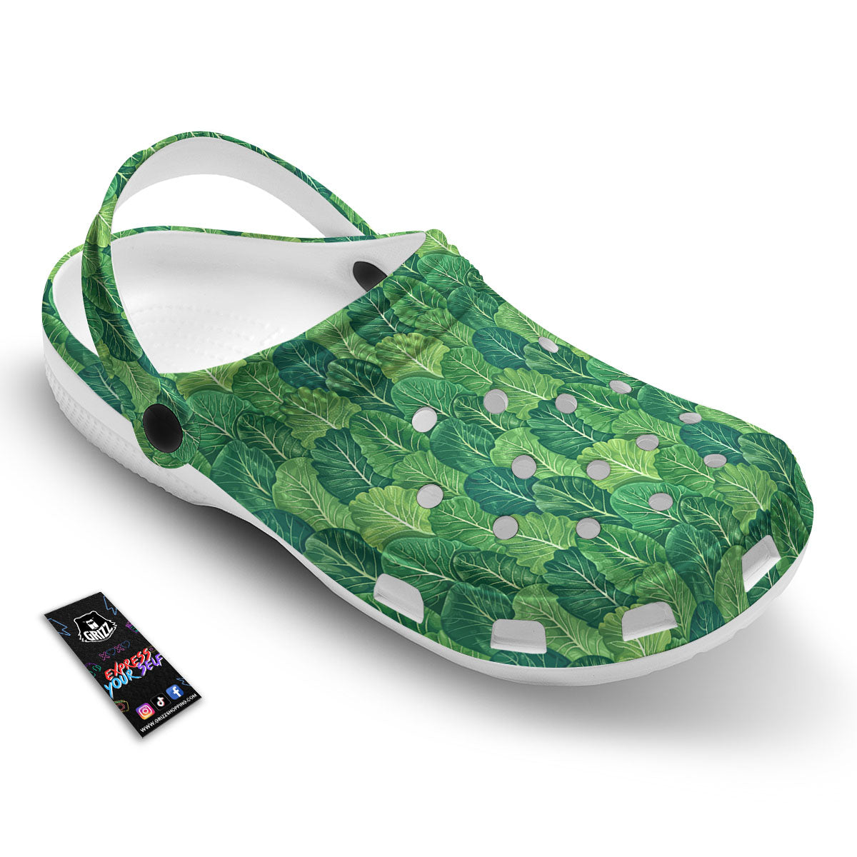 Cabbage Leaf Green Print Clog-grizzshop