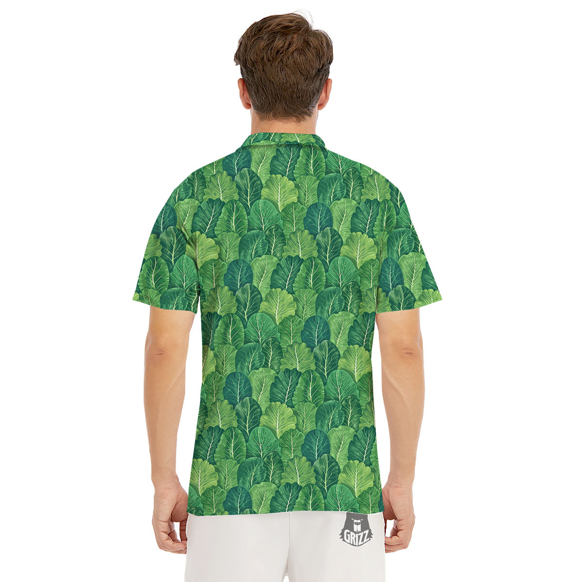 Cabbage Leaf Green Print Men's Golf Shirts-grizzshop