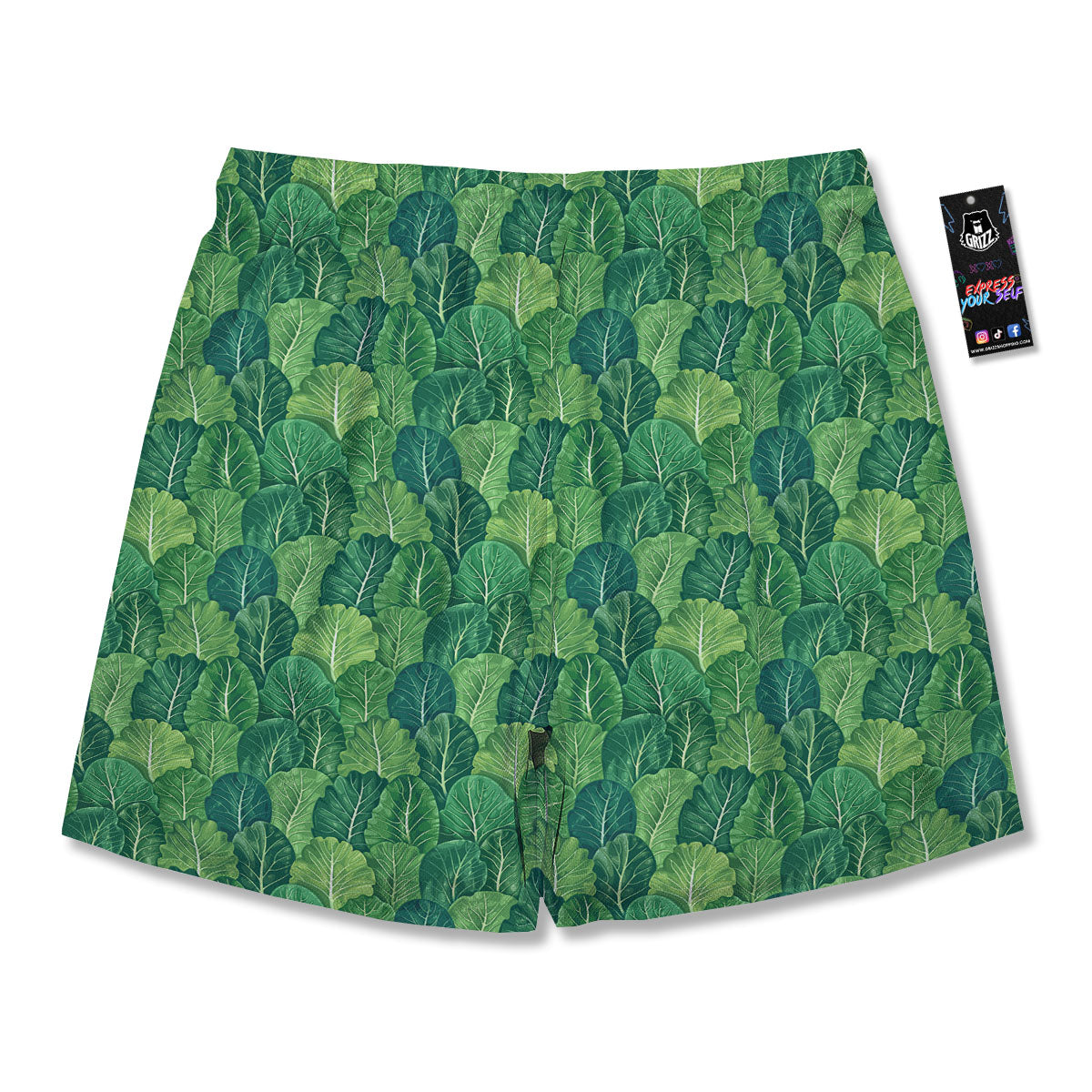 Cabbage Leaf Green Print Men's Running Shorts-grizzshop