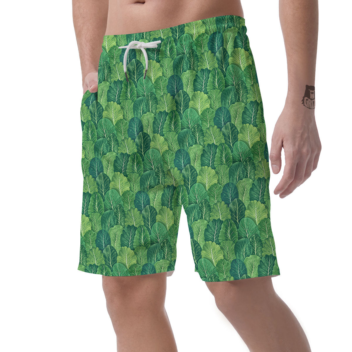 Cabbage Leaf Green Print Men's Shorts-grizzshop